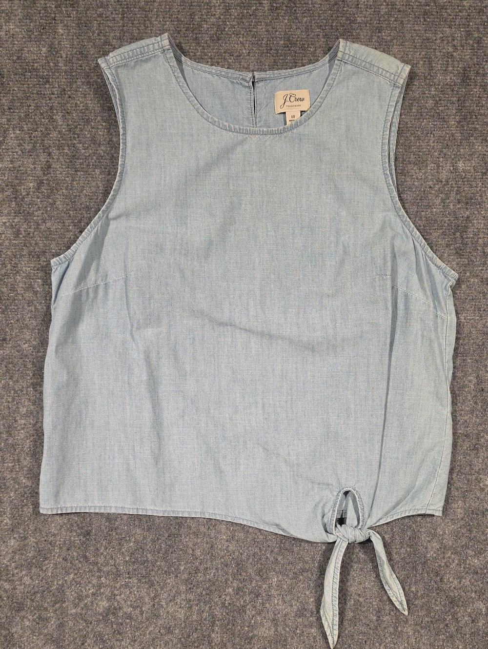 J. Crew Light Chambray Tie-Hem Sleeveless Tank - Light Blue